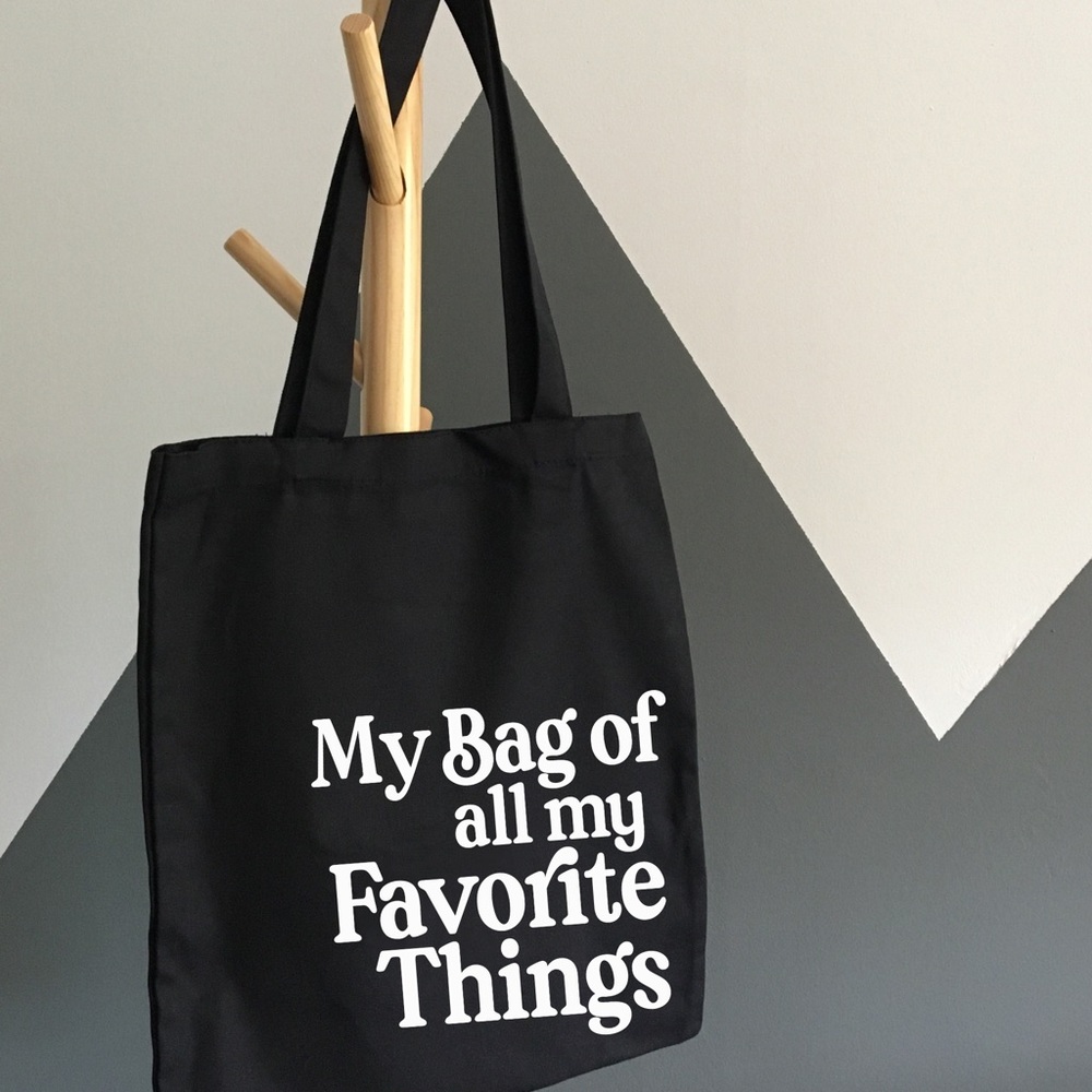 My Favorite Things Black Canvas Tote Bag